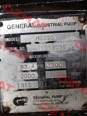 11013035 replaced with MWSR50   General Pump
