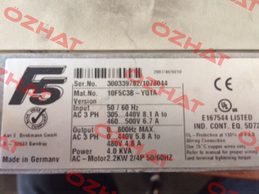 10. F5/ 2,2 kW  LAIPPLE KEB