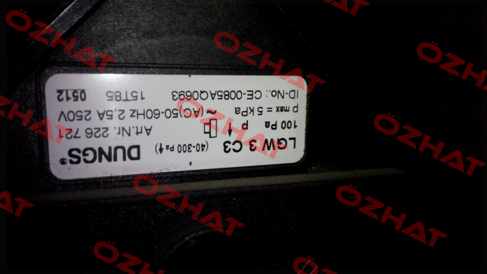 LGW 3 C3, Art.N 226721 -  not available possible replacement(LGW 3 A2-7 / 257435;LGW 3 A2-7 / 257435;LGW 3 A4, 0.4 / 221590;DMV-D 503/11 / 222 326)  Dungs