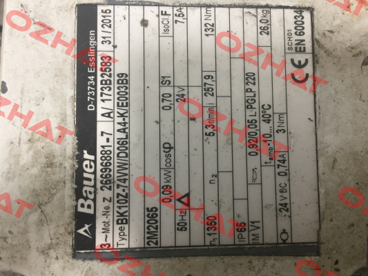 BK10Z-74VW/D06LA4-K/E003B9 Bauer