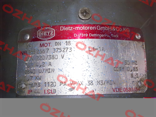 DN18-RDO-3C - replaced by DN18P IE3 BIM O FUS IP54 KLK-KST-M SUZG  Dietz-Motoren