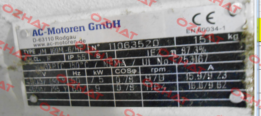 11063520 - alternatives are types FCM 160 M-6/HE or FCM 160 M-6/PHE  AC Motoren