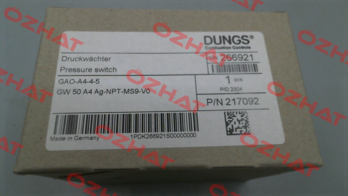 P/N: 266921, Type:  GAO-A4-4-543516WC Dungs