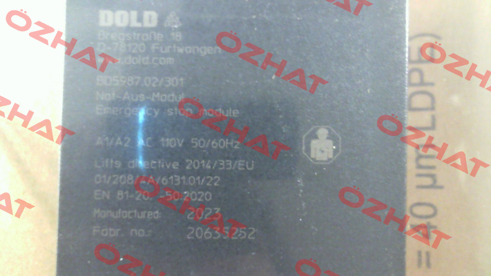 p/n: 0066977, Type: BD5987.02/301 AC110V 50/60HZ Dold