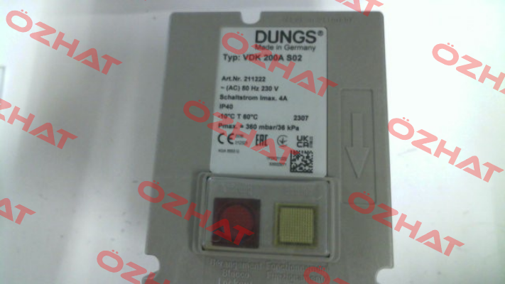 P/N: 211222, Type: VDK 200A S02 Dungs