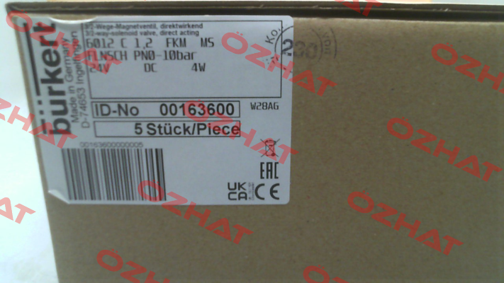 P/N: 163600, Type: 6012 Burkert
